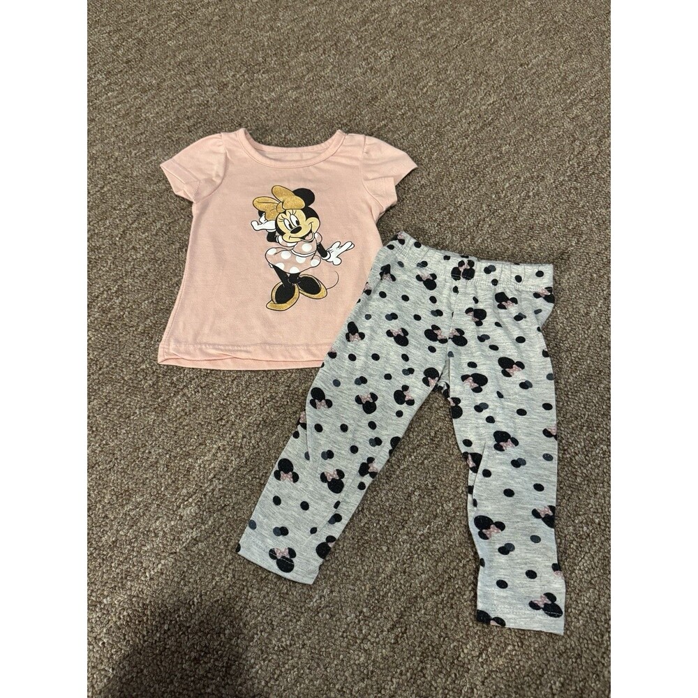 Disney Minnie Mouse Bay Girl Outfit Pink Grey 12 Month Great Condition Cute